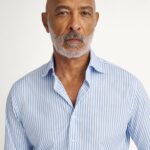 The Stanton Broadcloth Dress Shirt - Light Blue Wide Bengal Stripe
