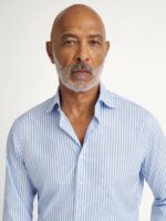 The Stanton Broadcloth Dress Shirt - Light Blue Wide Bengal Stripe - Image 1