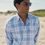 The California Plaid Shirt - Blue Rose and Cream