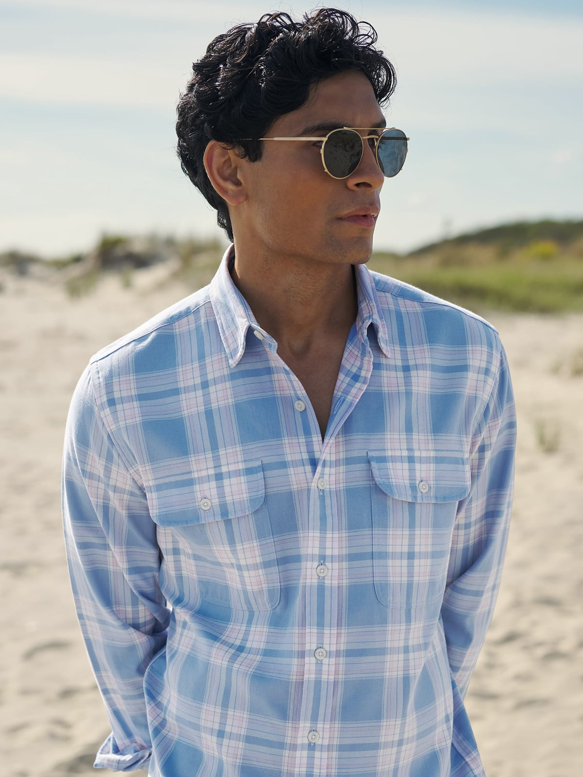 0a041118a4ebf37c810d60bd08f2b826_size6 The California Plaid Shirt - Blue Rose and Cream - Image 1