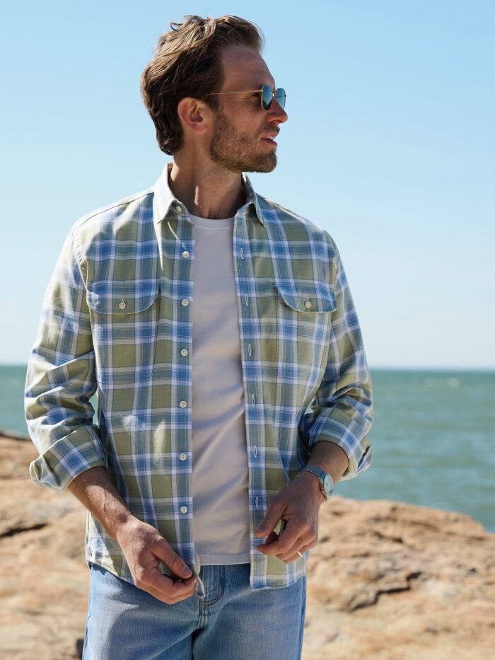 The California Plaid Shirt - Sage Slate and Grey - Image 2