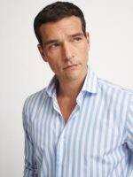 The Stanton Broadcloth Dress Shirt - Light Blue Wide Stripe - Image 1