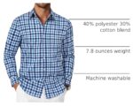 COOFANDY Men's Wrinkle Free Casual Gingham Shirt - Blue Gingham - Image 3