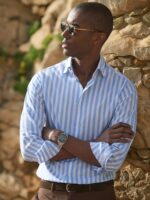 The Stanton Broadcloth Dress Shirt - Light Blue Wide Stripe - Image 6