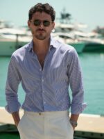 The Stanton Broadcloth Dress Shirt - Navy Bengal Stripe - Image 1