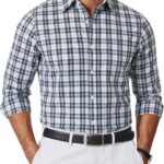 COOFANDY Men's Wrinkle Free Casual Gingham Shirt - Dark Green Plaid
