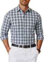 COOFANDY Men's Wrinkle Free Casual Gingham Shirt - Dark Green Plaid