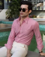 Crimson Red Stripe Formal Shirt