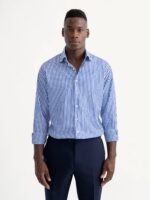 The Stanton Broadcloth Dress Shirt - Royal Blue Wide Bengal Stripe - Image 2