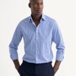 The Stanton Broadcloth Dress Shirt - Royal Blue Wide Bengal Stripe