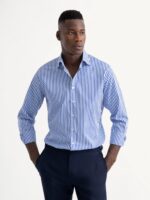 The Stanton Broadcloth Dress Shirt - Royal Blue Wide Bengal Stripe - Image 1
