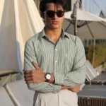 Green Strip Formal Shirt