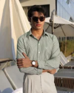 Green Strip Formal Shirt