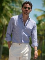 The Stanton Broadcloth Dress Shirt - Navy Bengal Stripe - Image 3