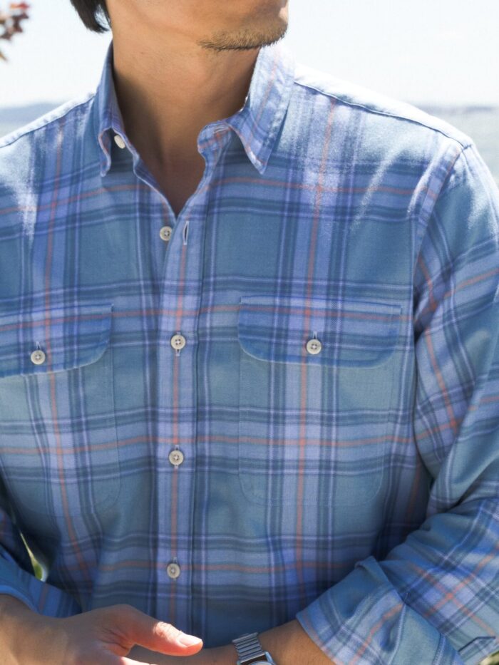 The California Plaid Shirt - Slate Cream and Rose - Image 3