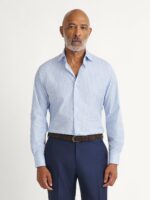 The Stanton Broadcloth Dress Shirt - Light Blue Wide Bengal Stripe - Image 2