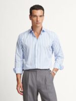 The Stanton Broadcloth Dress Shirt - Light Blue Wide Stripe - Image 3