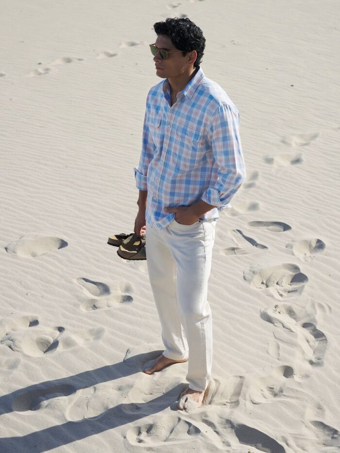 The California Plaid Shirt - Blue Rose and Cream - Image 2