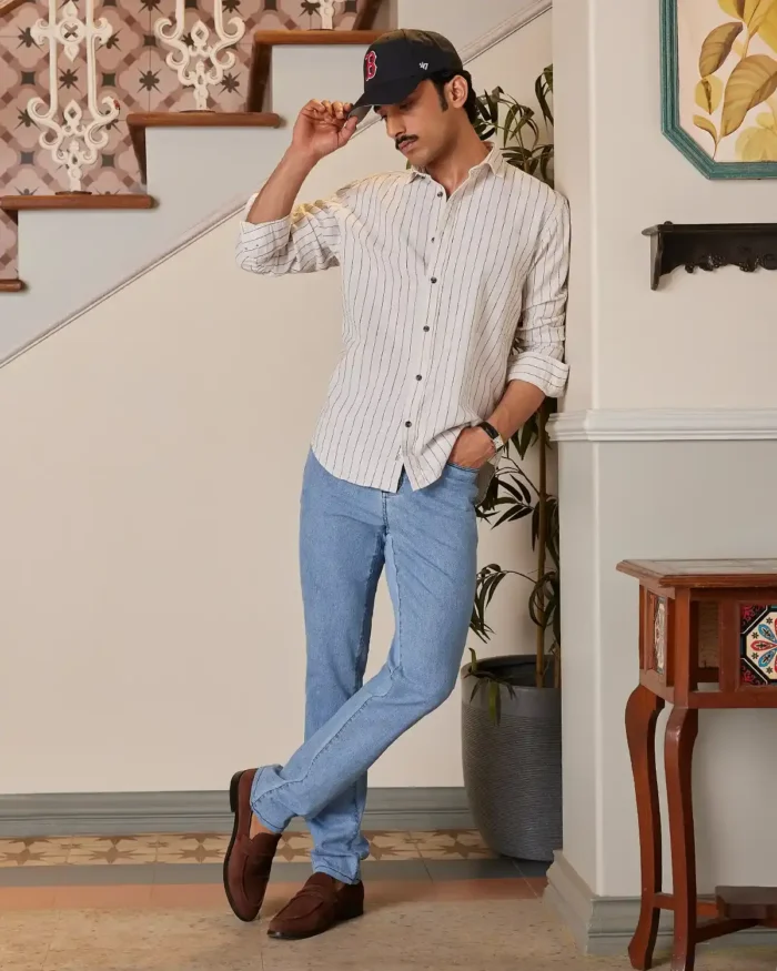 Black & Ecru Striped Shirt - Image 4