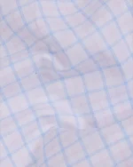 Giza Cotton Light Blue & White Twill Checked Shirt - Image 5