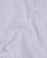 Giza Cotton Light Blue & Pink Twill Striped Shirt - Image 5