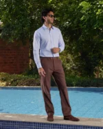 Giza Cotton White & Blue Twill Striped Shirt - Image 4