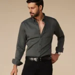 Olive Washed Dobby Denim Shirt