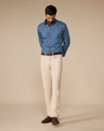 Teal Washed Dobby Denim Shirt - Image 4
