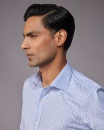 Manhattan Mid Blue & White Checked Shirt
