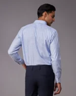 Manhattan Mid Blue & White Checked Shirt - Image 3