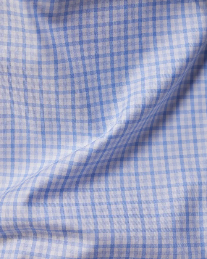 Manhattan Mid Blue & White Checked Shirt - Image 5