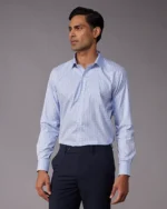 Manhattan Mid Blue & White Checked Shirt - Image 2