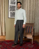 Giza Cotton Light Green Checked Shirt - Image 4