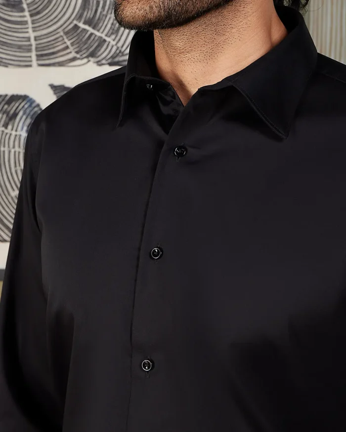 Luthai Easy-Care Black Twill Shirt - Image 4