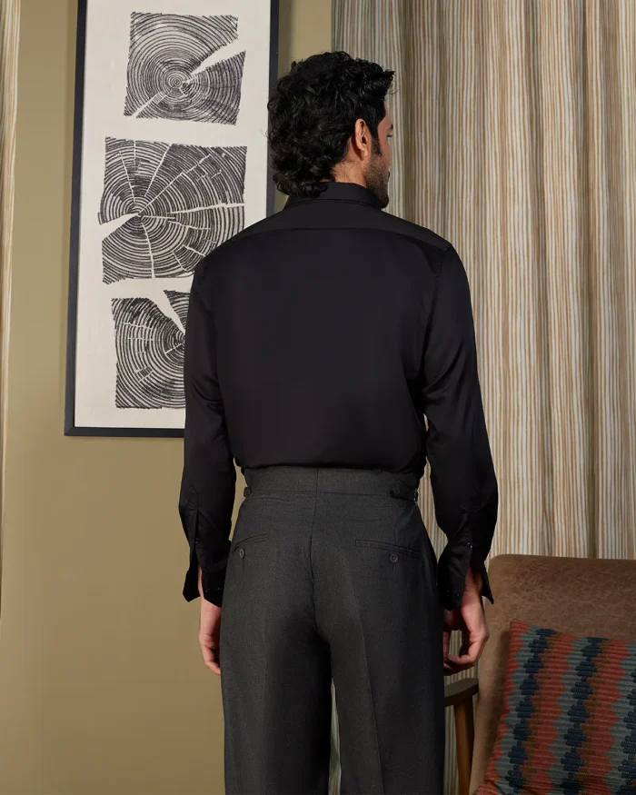 Luthai Easy-Care Black Twill Shirt - Image 3