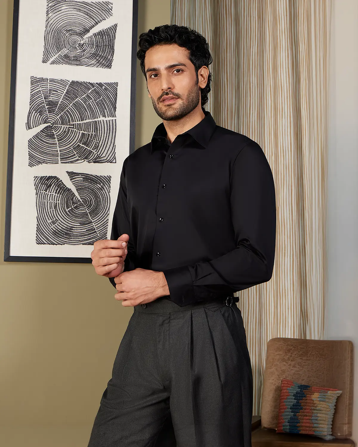 fs_file_1782814087389 Luthai Easy-Care Black Twill Shirt - Image 1