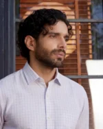 Giza Cotton Light Blue & White Twill Checked Shirt - Image 2